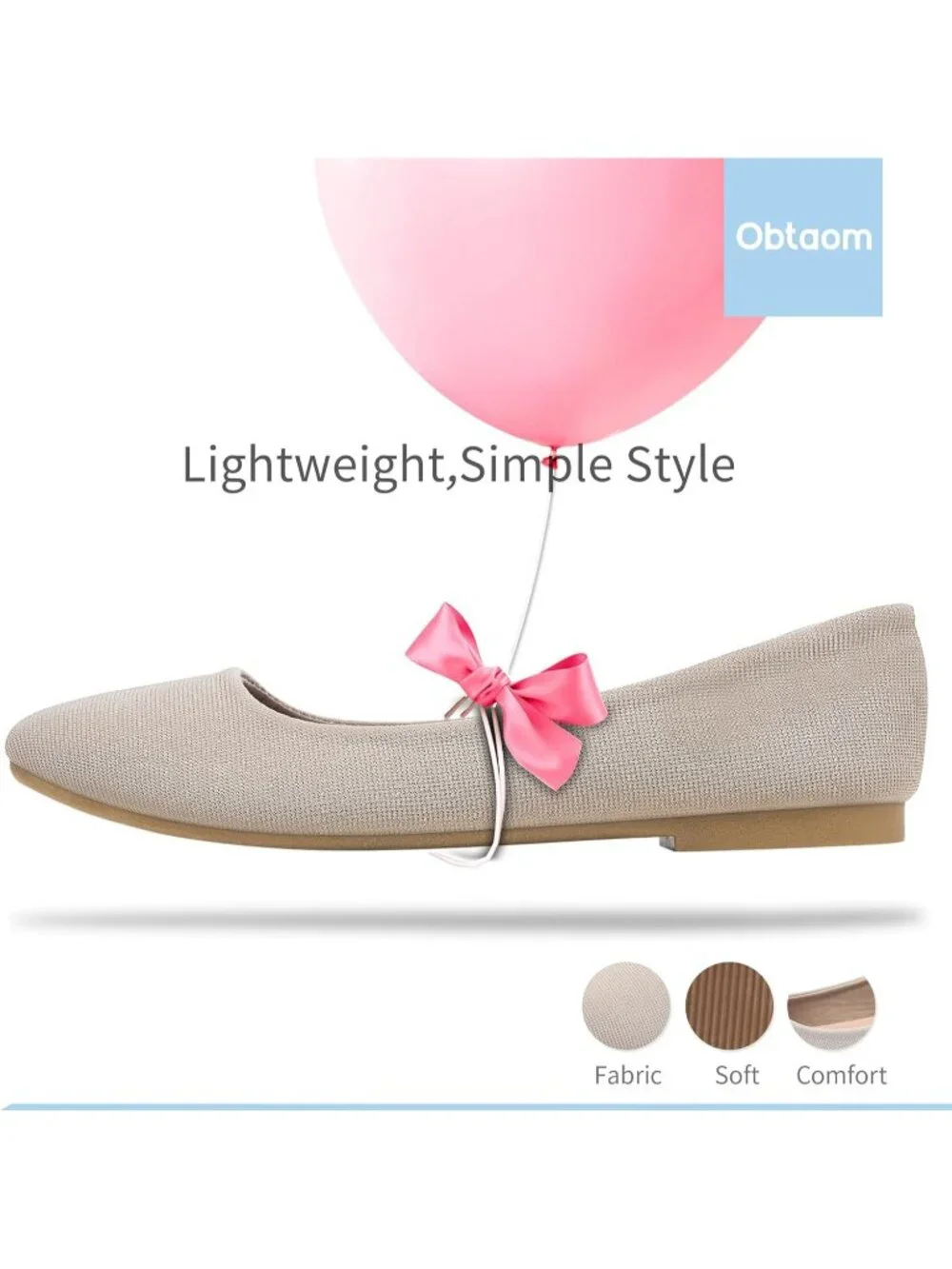 Women's Khaki Textile Round Toe Flat Shoes Slip on Dress Comfortable